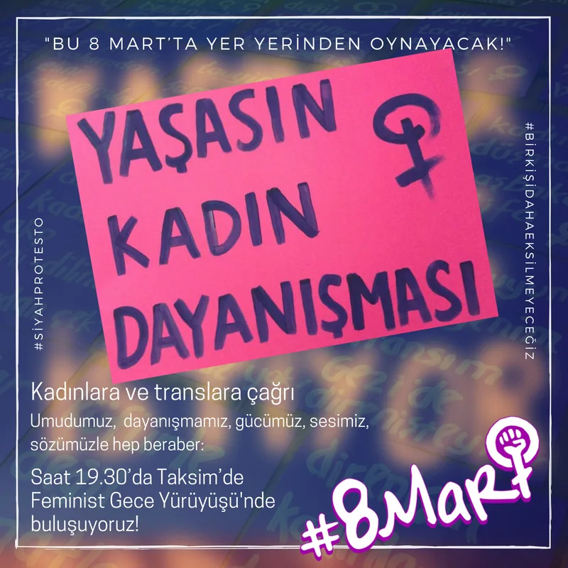 March 8 Feminist Night March / 2017 / Eylem çağrı görseli