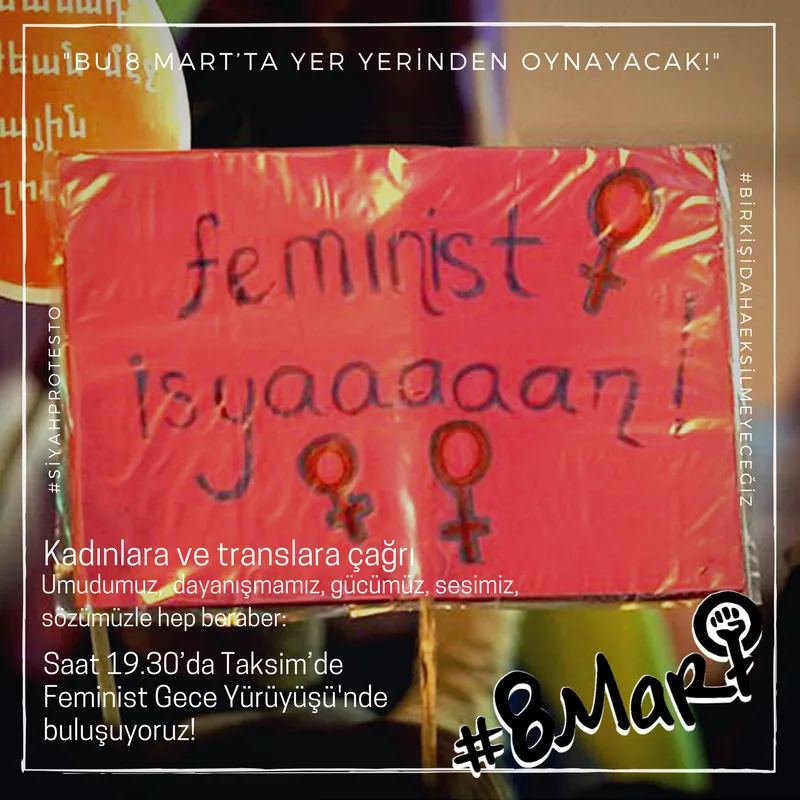 March 8 Feminist Night March / 2017 / Eylem çağrı görseli