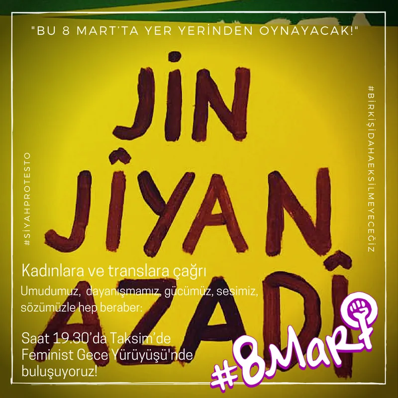 8 Mart Feminist Gece Yürüyüşü / 2017 / Eylem çağrı görseli
