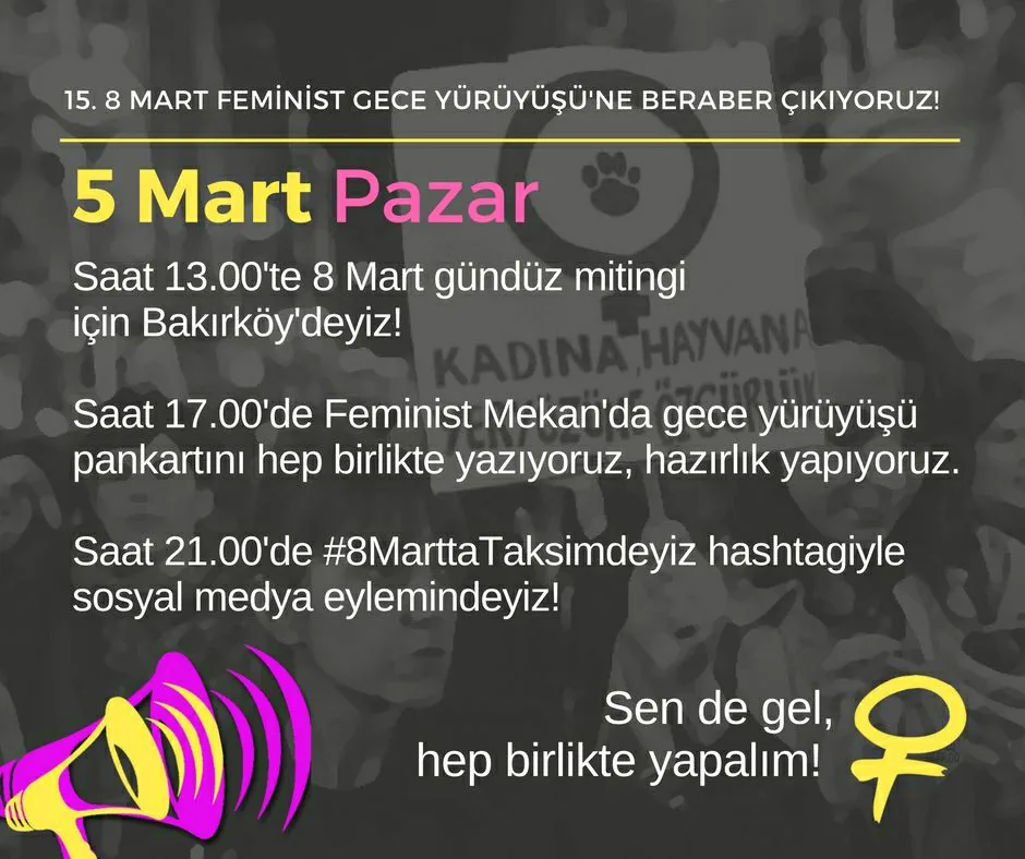 8 Mart Feminist Gece Yürüyüşü / 2017 / Takvim görsel