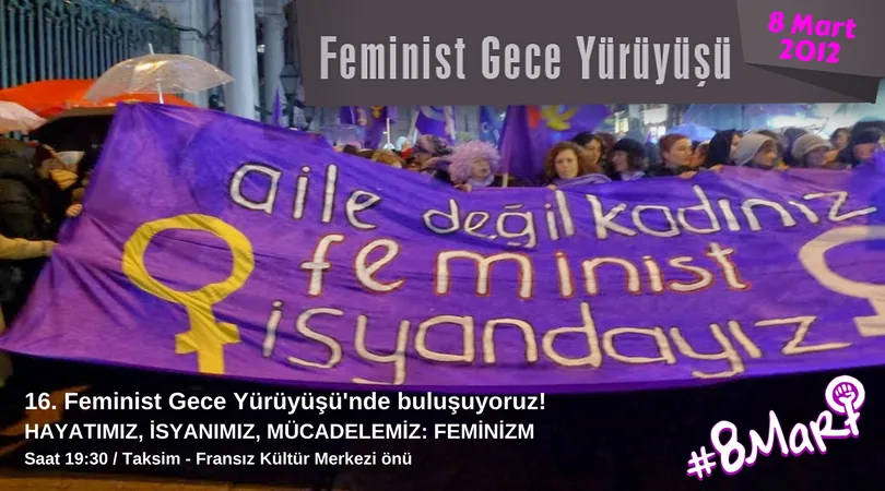 March 8 Feminist Night March / 2018 / Invitation image