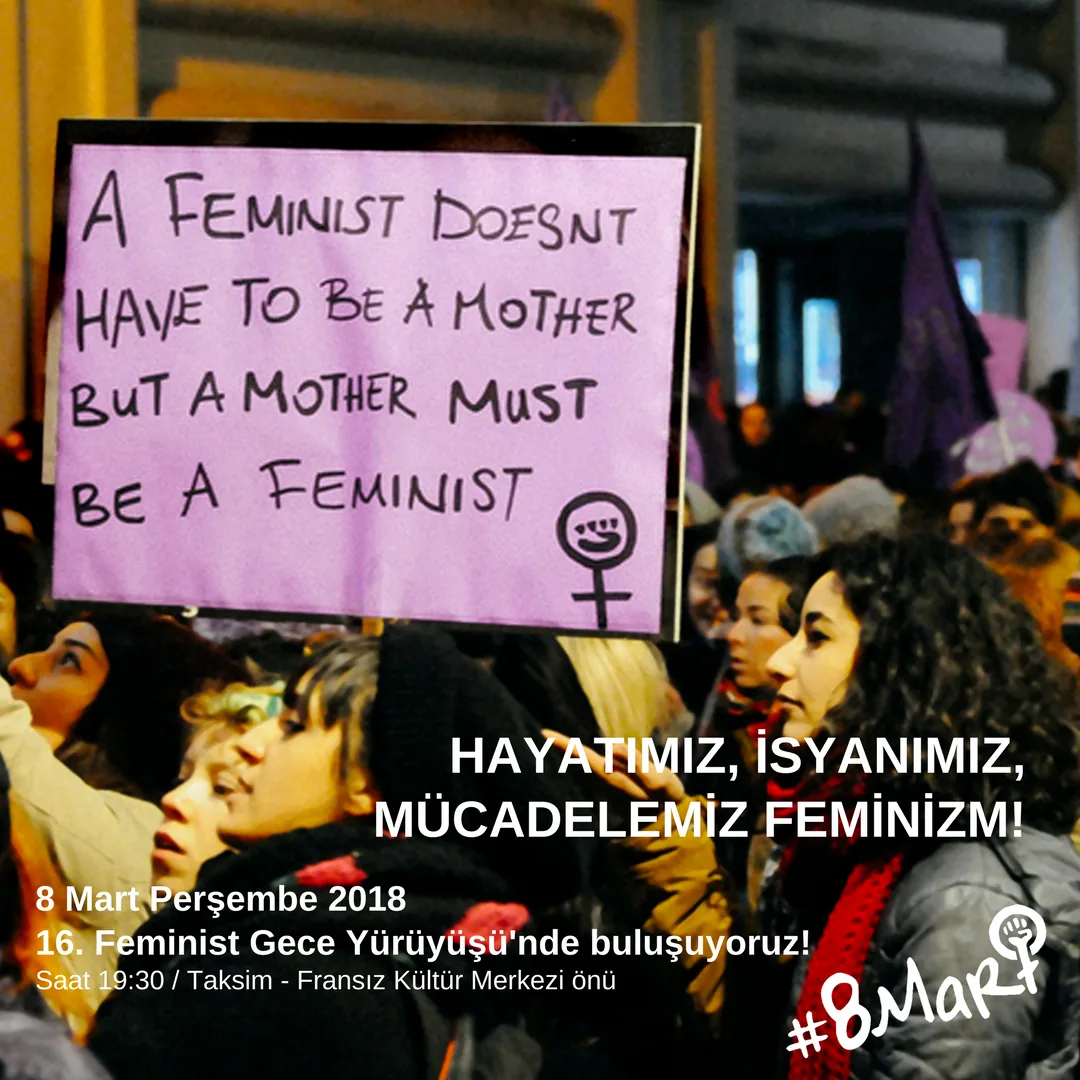 March 8 Feminist Night March / 2018 / Invitation image