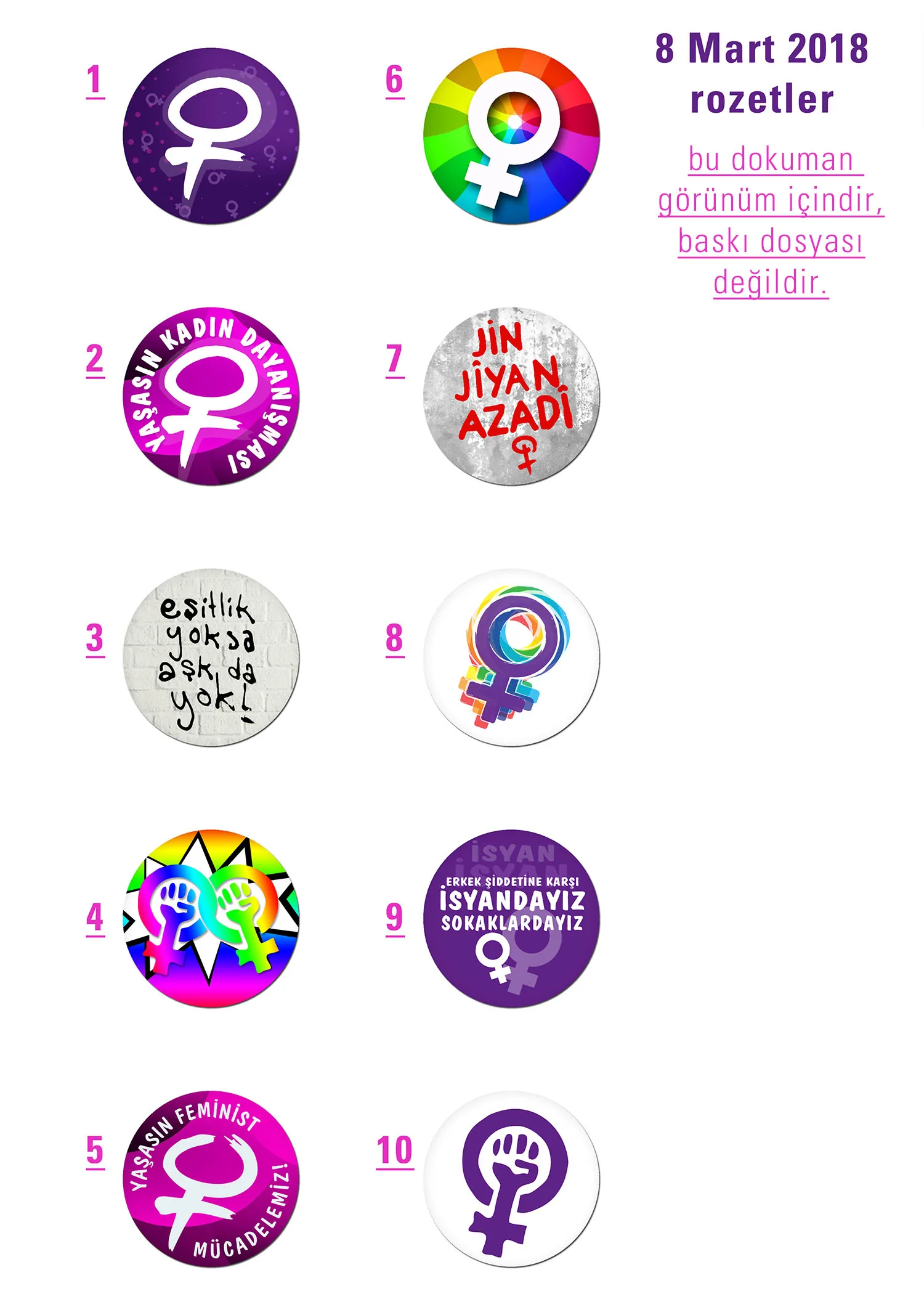 March 8 Feminist Night March / 2018 / Badges