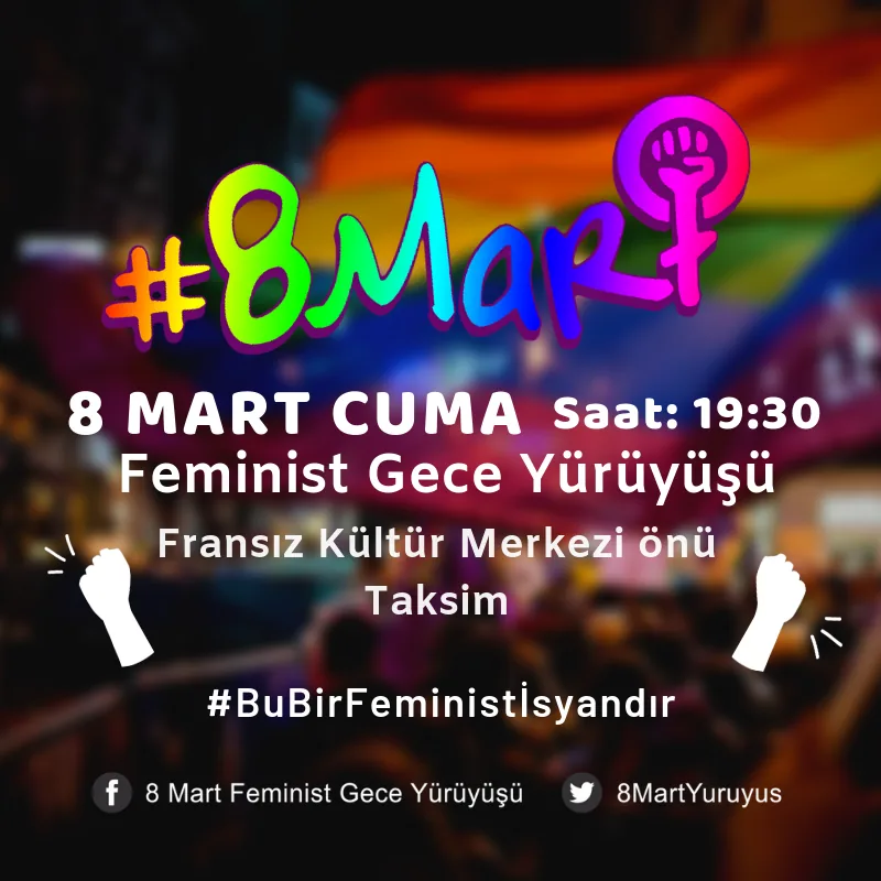 March 8 Feminist Night March / 2019 / Invitation image