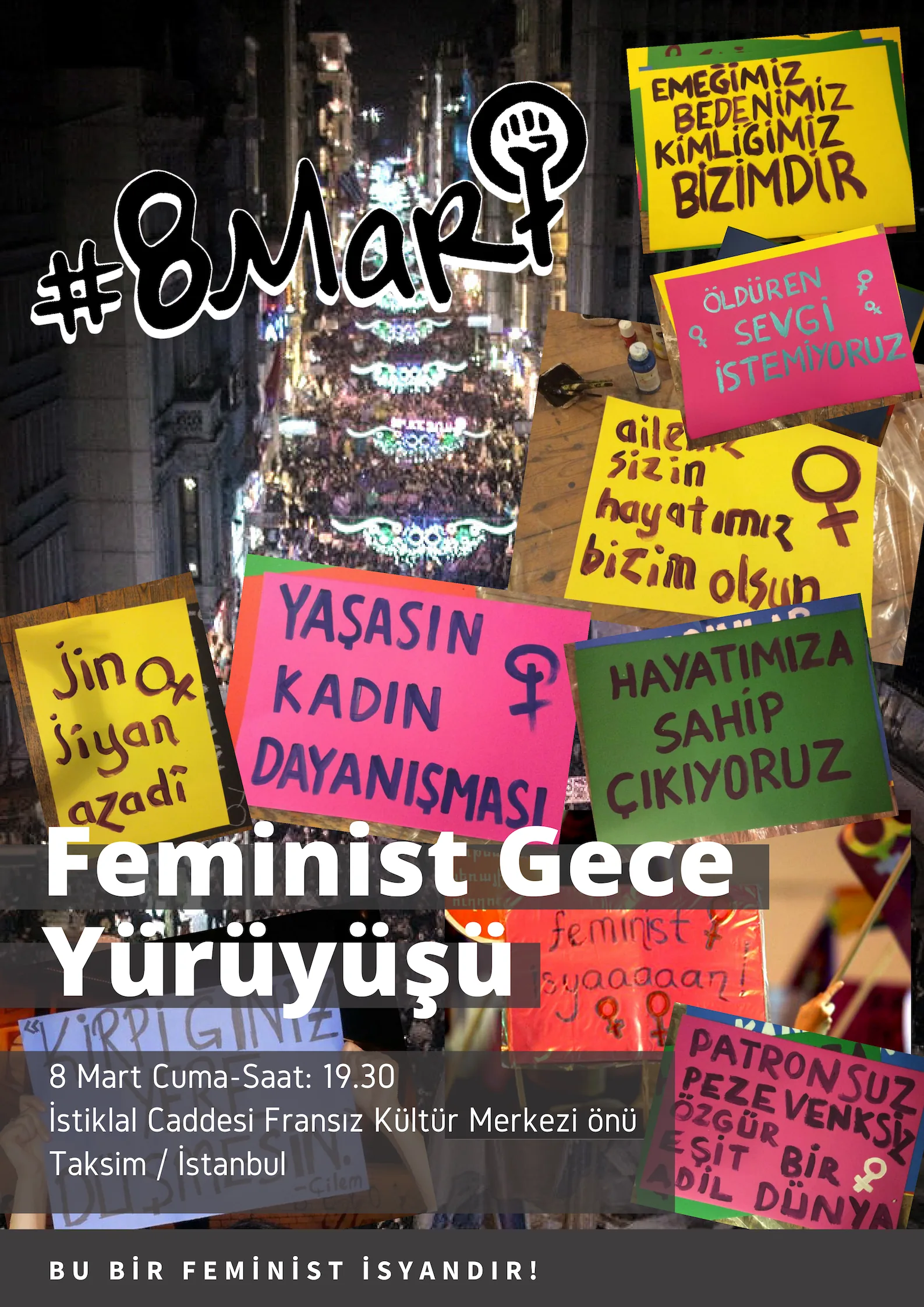 March 8 Feminist Night March / 2019 / Invitation image