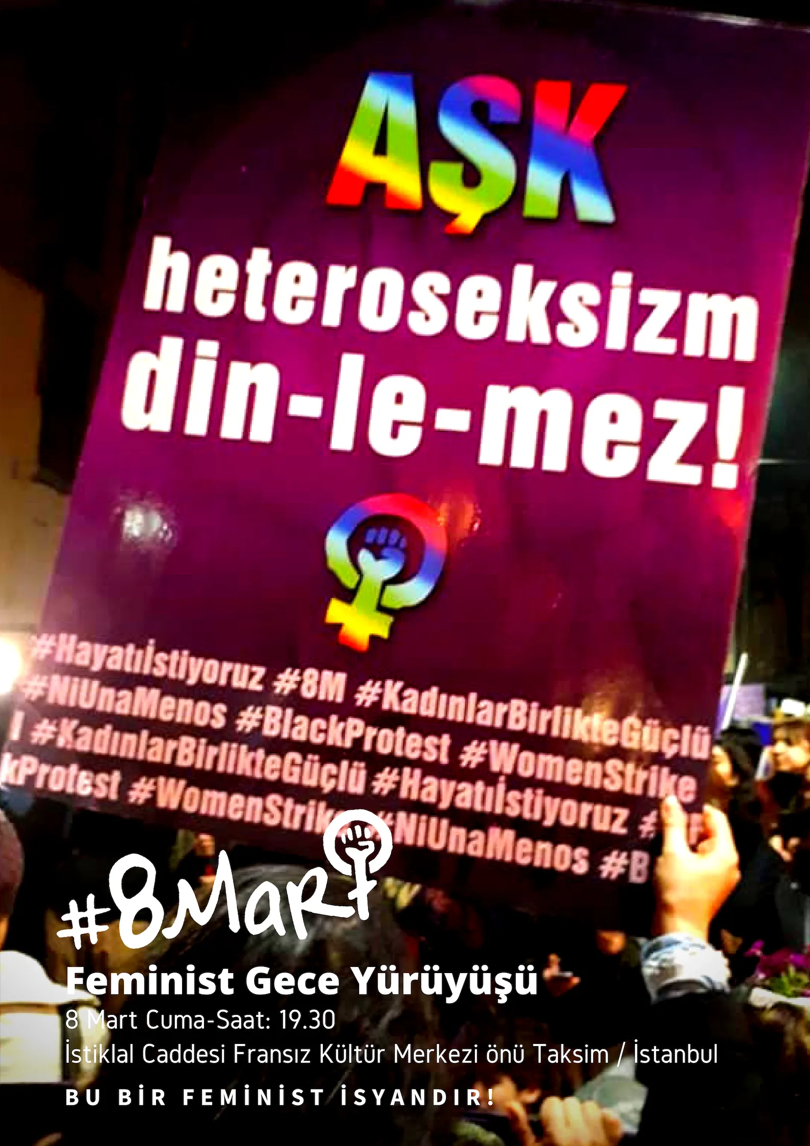 March 8 Feminist Night March / 2019 / Invitation image