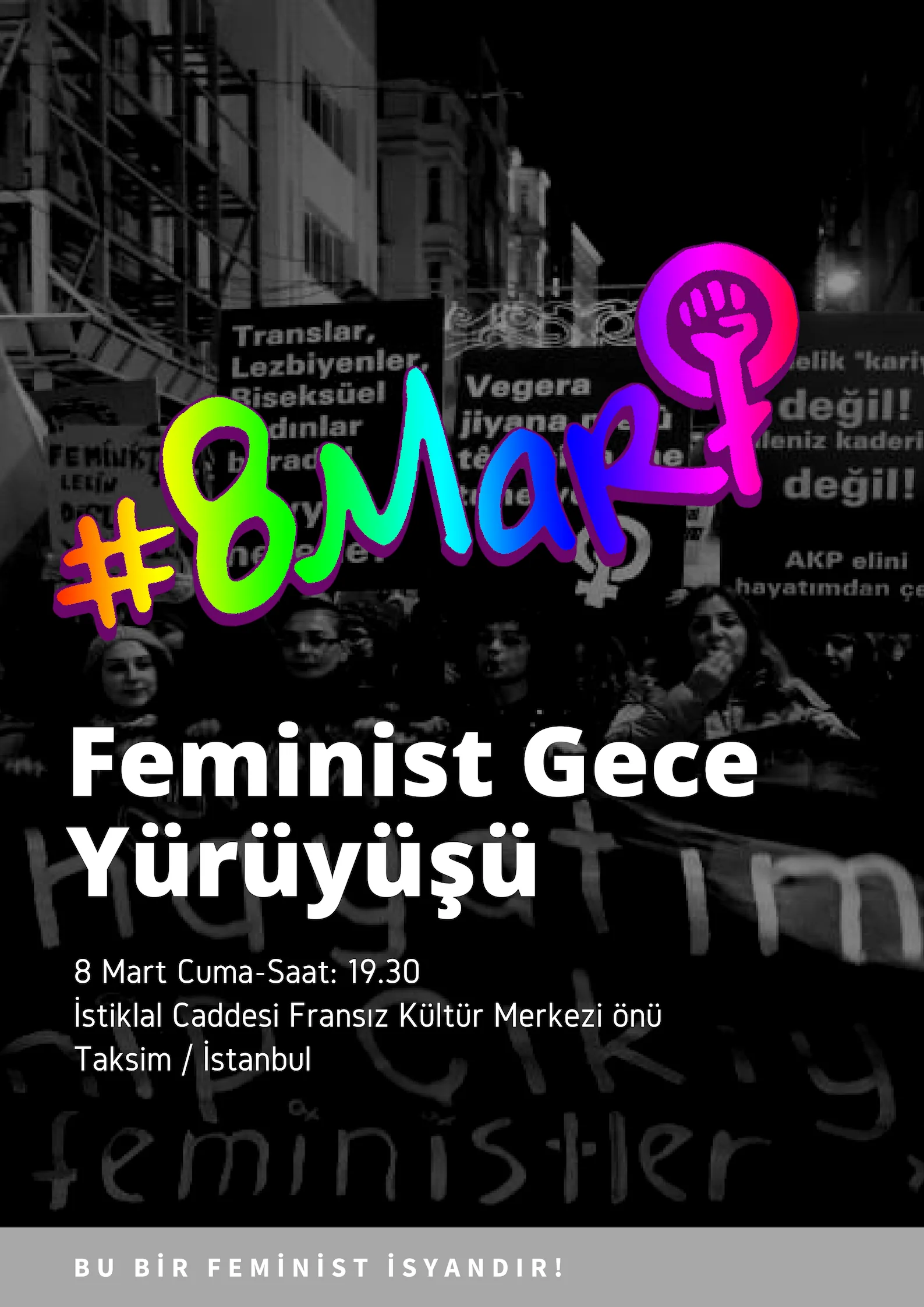 March 8 Feminist Night March / 2019 / Invitation image