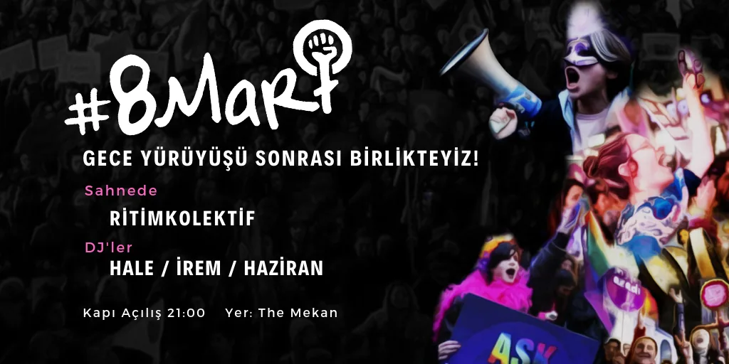 March 8 Feminist Night March / 2019 / Party invitation image